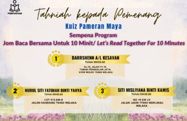 Senarai nama pemenang Kuiz Maya Sempena Program Jom Baca Bersama Untuk 10 Minit