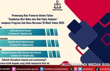 Juara Kuiz Pameran Dalam Talian sempena program Jom Baca Bersama 10 Minit